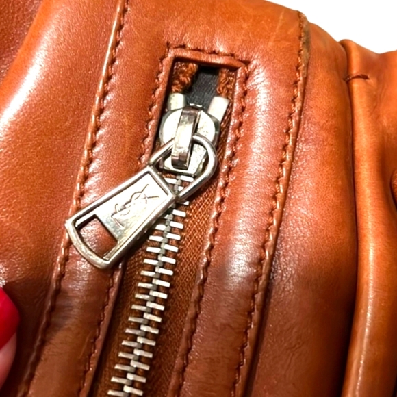 Yves Saint Laurent Rive Gauche Vintage Cognac Leather Curved  Hobo Shoulder Bag - Picture 4 of 16